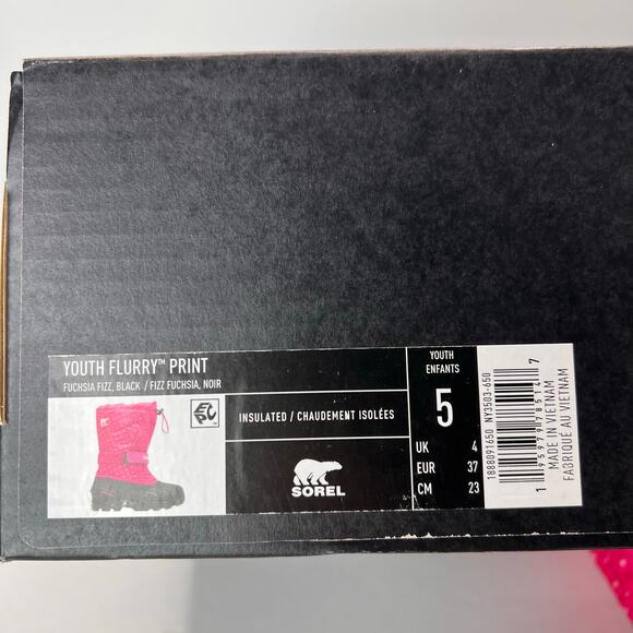 Sorel Flurry Print Adjustable Polka Dots Boots Fuchsia Fizz NC3503-650 Girl's 5 - Picture 10 of 10